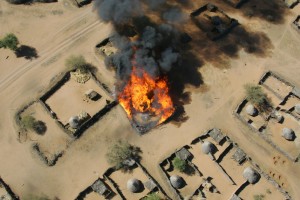 Darfur village burning.